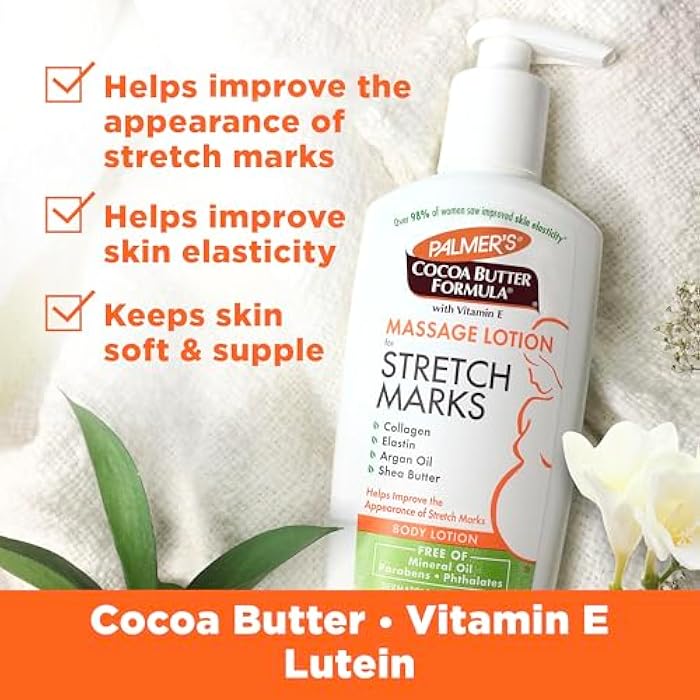 Palmer's Cocoa Butter Formula Massage Lotion For Stretch Marks, Pregnancy Skin Care, Belly Cream with Collagen, Elastin, Argan OIl and Shea Butter, 8.5 Ounces - Image 2